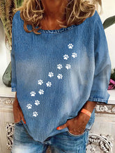 T-shirt à manches longues Denim Paw Femme